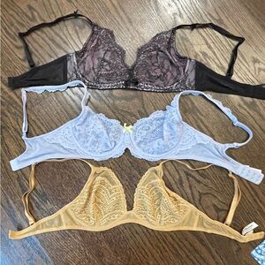 3 Lace Bras from VS and Free People - 32D